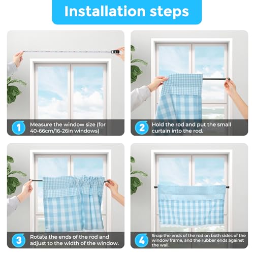 AIZESI 2PCS Tension Rods 17 to 28 inch, Black Tension Rods Adjustable Spring Tension Window Rods Short Tension Rod Expandable Pressure Rod for Shoe Rack Hanger Curtain Rod Closet Rods