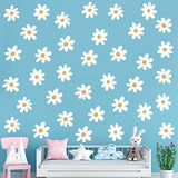 BBTO 6 Sheets Daisy Wall Decal Flower Removable Cute Daisy Bedroom Decor Flower Vinyl Wall Decals Stickers Floral Wallpaper Peel and Stick Nursery Art Bedroom Living Room(Simple Style,White)
