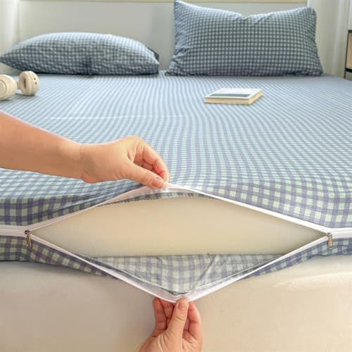 Zippered Futon Cover for Japanese Futon Floor Mattress, Super Soft Futon Covers Slipcovers with Zipper, Twin Full Queen Camping Mattress Protective Cover, Washable,H,90x190cm/35x75in