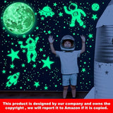 Glow in The Dark Stars for Ceiling Glow in The Dark Moon and Space Wall Decals Luminous Astronaut Universe Planet Galaxy Wall Stickers Outer Space Decal for Kids Boys Girls Bedroom Christmas Gift