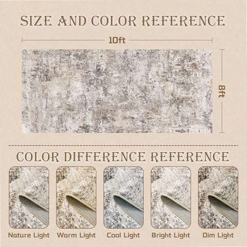 Cochyean 8x10 Area Rugs - Washable Rug for Living Room, Ultra-Thin Abstract Rug, Indoor Non-Slip Rug for Bedroom, Stain Resistant Large Area Rug, Super Soft Low Pile Rugs, Brown
