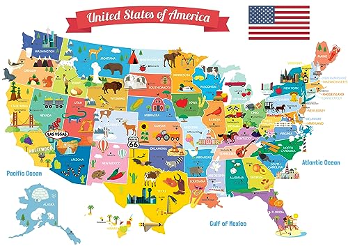 DECOWALL SG2-1906 USA Kids Wall Stickers Wall Decals Peel and Stick Removable Wall Stickers for Kids Nursery Bedroom Living Room décor