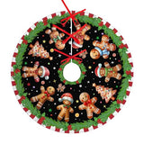 Gingerbread Tree Skirt, Christmas Tree Skirt Red Xmas Tree Skirts Mat 36 in for Indoor Outdoor Holiday Party Merry Christmas Tree Topper Ornaments Decorations