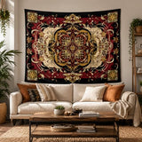CHDGDHC Red Moth Tapestry, Boho Mandala Wall Decor, 79.92x59.84 in | Boho red moth mandala tapestry for bedroom walls, dorm decor, living rooms, and hippie psychedelic aesthetic spaces.