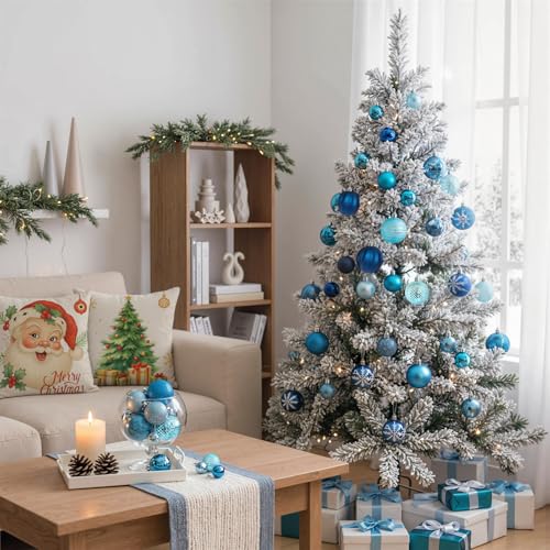 LOVEINUSA 100PCS Shatterproof Christmas Ornament Ball Set, Assorted Glitter Baubles for Tree Decorations and Wreaths