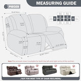 vctops Diamond Recliner Loveseat Slipcover 6-Pieces Stretch Dual Recliner Sofa Covers for 2 Seat Dual Reclining Loveseat Couch Soft Solid Furniture Protector (Grey,2 Seat)