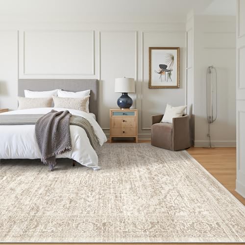 Rugland 6x9 Area Rugs for Living Room, Vintage Washable Area Rug, Beige