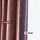 MIULEE Dusty Rose Rod Pocket Velvet Curtains, Soft Luxurious Pink Curtain for Home Decor 2 Panels Set Heavy Room Darkening Curtains for Privacy Bedroom Living Room Window, W52 x L84
