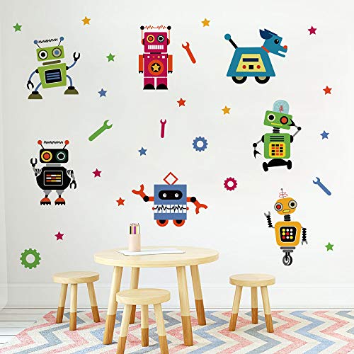Runtoo Robots Wall Decals - Educational Wall Art Stickers for Classroom & Kids' Bedroom