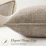 decorUhome Chenille Fall Throw Pillow Covers 18x18 Set of 2, Soft Textured Slubby Modern Decorative Pillow Covers with Elegant Design for Couch, Sofa, Living Room, Oatmeal