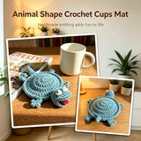 Funny Crochet Lizard Coaster, Handmade Animal Mug Rug Coaster, Cute 3D Amigurumi Drink Mat for Coffee Table Desk Home Decor Housewarming Gift (Blue+Green)