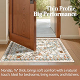jinchan 2x5 Runner Rug Floral Vintage Washable Area Rug, Orange