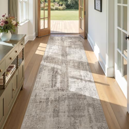3x10 Washable Runner Rug for Hallway Abstract Soft Carpet Runner