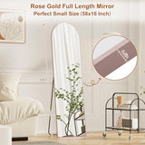 ZHUNFA Pink Mirror Full Length, 58"×16 "×3" Arched-Top Full Length Mirror | can Wall Mounted, Standing or Leaning, Full Body Mirrors With Aluminum Alloy Frame, Home Decor.