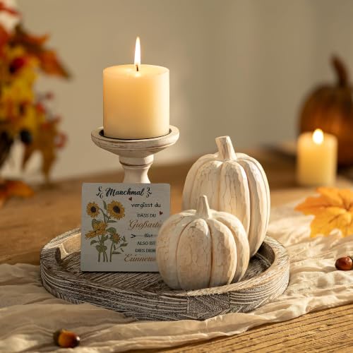 Hanobe Round Wood Candlestick Holder Tray for Table Centerpiece Decor, 11"