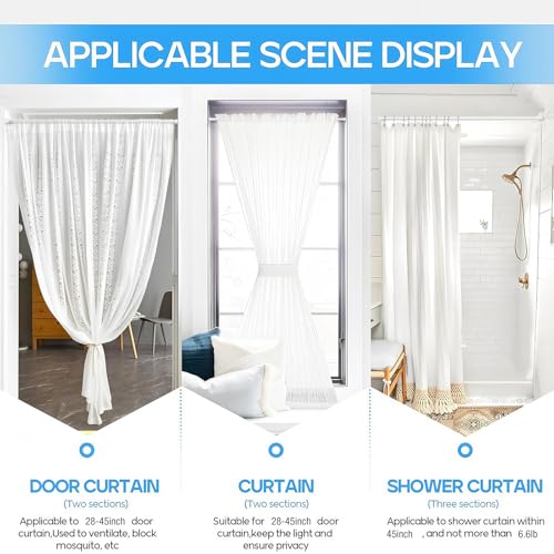 1 Pack Spring Tension Rods 28-45 Inches, 5/8 Inch Diameter White No Drill Spring Loaded Adjustable Extendable, Small Short Tension Curtain Rod for Windows Kitchen Doorway Closet Cupboard