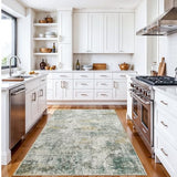 4x5 Washable Abstract Entryway Rug: Non Slip Area Rug for Living Room Green