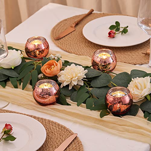 24PCS Rose Gold Votive Candle Holders for Table Centerpieces