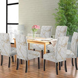 TOMWISH Dining Room Chair Covers Set of 6, Spandex Slipcover Stretch Removable Parson Chair Covers Marble White Grey and Gold Abstract Art Painting Chairs Seat Cover for Dining Room