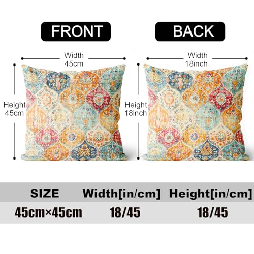 Boho Throw Pillow Covers 18x18 inch Set of 2,Soft Pillowcases Bohemia Carpet Printing Pattern Decorative Sofa Living Room Bed Square Pillow Case Cushion Cover-Cream Color