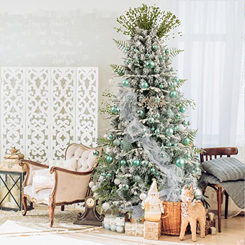 Christmas Ball Ornaments - 43pcs Shatterproof Christmas Tree Decorative Hanging Ornaments with Loop for Xmas Holiday Party Wreath Home Decoration, Mint Green(Combo of 10 Ball and Shaped Styles)