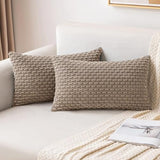 MIULEE Lumbar Decorative Throw Pillow Covers 12x20 Light Brown Corduroy