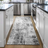 Ompaa 2x6 Rug Runners for Hallways Kitchen Runner Rug Non Slip Washable Grey Long Runner Rugs with Rubber Backing Soft Abstract Carpet Runner for Hallways, Kitchen, Bedroom, Bathroom, Entryway