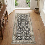 jinchan 2x5 Vintage Floral Runner Rug, Washable Non Slip, Black Taupe