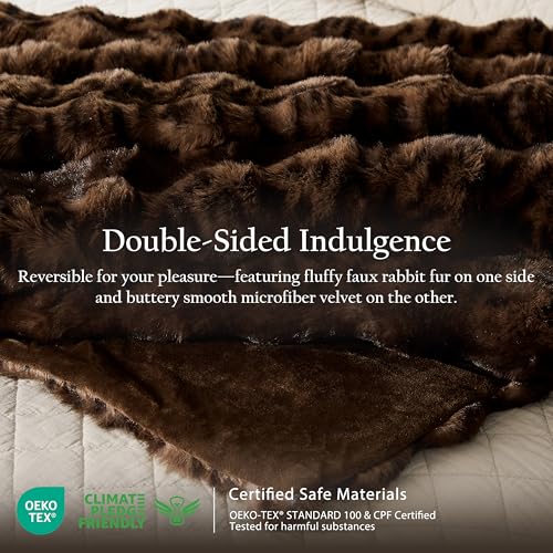 WDCOZY Cheetah Leopard Print Bubble Throw Blanket, Luxury Faux Rabbit Fur Mink Plush Throw for Couch, Sofa and Bed, Soft Fluffy Fuzzy Cozy Blanket for Women, 50x60 inches, Chocolate Brown, 950 GSM