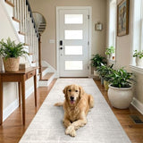 3x7 Washable Kitchen Runner Rug: Abstract Soft Neutral Carpet BeigeGray