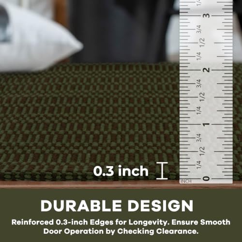 KOZYFLY 2x6 Washable Non Slip Kitchen Runner Rug, Sage Green/Taupe
