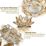 Crystal Lotus Flower Tealight Candle Holders/Glass Tea Light Candlestick Decor Decoration for Christmas Home Wedding Party… (Gold 1pc)