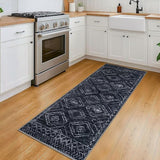 Washable Runner Rug 2x5 ft Hallway Runners, Blue-Black