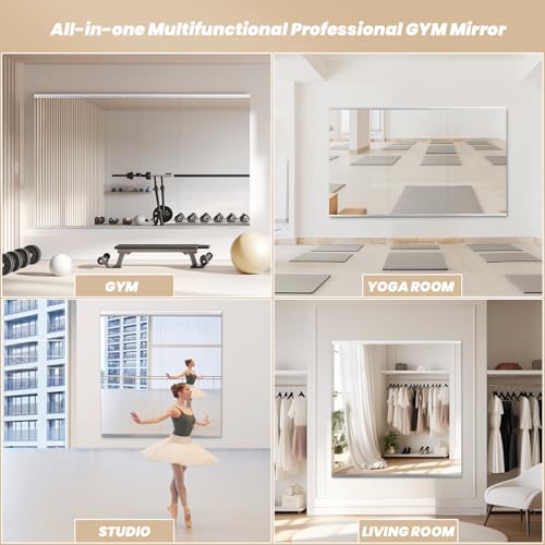 Snowdool Home Gym Mirror, 48''X24''(Each) -3PCS Full Body Mirror for Yoga, Garage, Dance Studio, Anti-Rust, Tempered Glass,Frameless Mirrors, Wall-Mounted Large Workout Mirrors