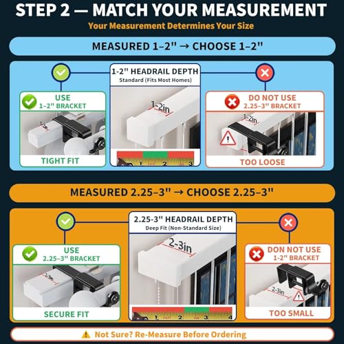 Over Blinds Curtain Rod Brackets for 1–2" Headrail Depth, Black 2PK | No Drill | Measure Before Ordering | Outside-Mount Blinds | Secure E-Clamp Grip