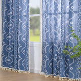Schweek Blue Boho Curtains for Living Room, Western Rustic Floral Curtains 84 Inches Length, Semi Sheer Navy Blue Vintage Farmhouse Printed Patterned Curtain Drapes