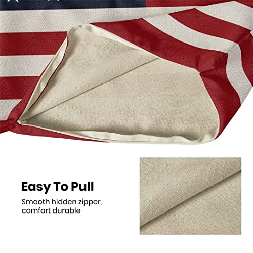 BETGINY 4th of July Pillow Covers 18x18 Set of 2, American Flag Patriotic Decorations Throw Pillow Covers Linen Farmhouse Independence Day Cushion Case for Couch Sofa Summer Home Outdoor Decor