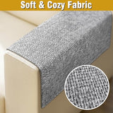 Couch Arm Covers, Sofa Arm Covers, Waterproof Armrest Cover for Sofa, Armchair, Loveseat, Non-Slip Recliner Arm Cover, Headrest Cover, Arm Chair Covers Set of 2 (Light Gray, 24"×20")