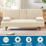Futon Cover Stretch 4 Pieces Futon Sofa Bed Cover Washable Futon Bed Cover Removable Armrests and Cupholders Covers,Off White