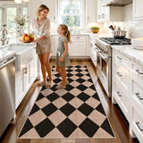 3x6 Kitchen Runner Rug Washable: Non Slip Diamond Pattern Faux Jute Rugs