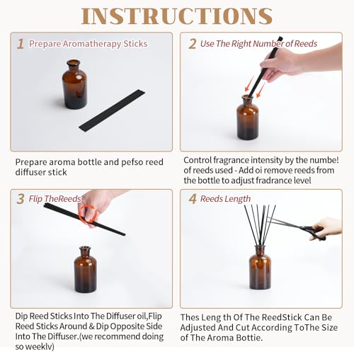 5 Mixed Colors 10inch Diffuser Replacement Sticks - 60Pcs Fiber Reed Fragrance Sticks Refill for Home and Bathroom - Rattan Essential Oil Sticks for Scented Diffuser