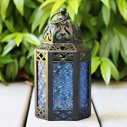 Vela Lanterns Decorative Indoor Moroccan Table Centerpiece, Cobalt, S