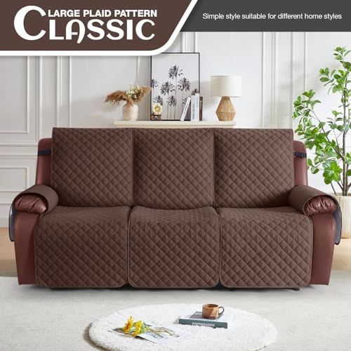 KinCam 100% Waterproof Recliner Loveseat Cover with Console X1, Recliner Couch Covers X1, Recliner Chair Covers X1(Deep Brown)