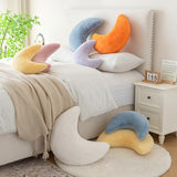 Moon Pillow, Decorative Throw Pillows with Soft Faux Rabbit for Bed Couch, Moon Shaped Pillows Plush Floor Cushions Room Decor Pillow for Sofa Bedroom Living Room
