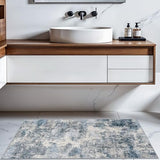 2x4 Rug for Entryway Washable: Non Slip Abstract Runner for Kitchen Blue