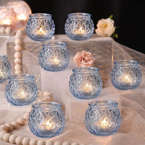 8 Pcs Blue Votive Candle Holders2.95"x2.56" Tealight Candle Holder
