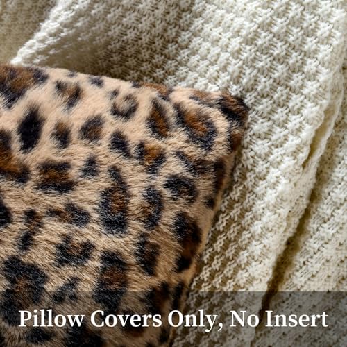 GALMAXS7 Cheetah Pillow Covers 18x18 Faux Fur Throw Pillow Covers Set of 2 Leopard Couch Pillow Covers Fluffy Soft Decorative for Home Living Room Bedroom