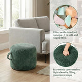 ele ELEOPTIO Round Stuffed Pouf Ottoman Corduroy Poufs with Foam Chunk Filling Pouf Foot Stool Storage Ottoman, 20 X 15 Floor Poufs Foot Rest for Living Room Green