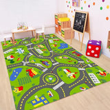 Non-Slip Town City Road Map Playmat for Boys, Perfect for Playroom and Bedroom, Car Track Mat - 4'11" x 3'3"(Rectangular)