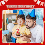 MTLEE Number Birthday Candle Monster Theme Candles Cookies Cake Topper for Girl Boy Cartoon Birthday Party Cake Decorations Supplies(Red,Number 2)